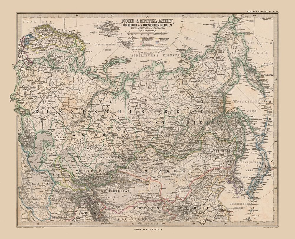 Asia Russia Overview - Stieler 1885 art print by Stieler for $57.95 CAD