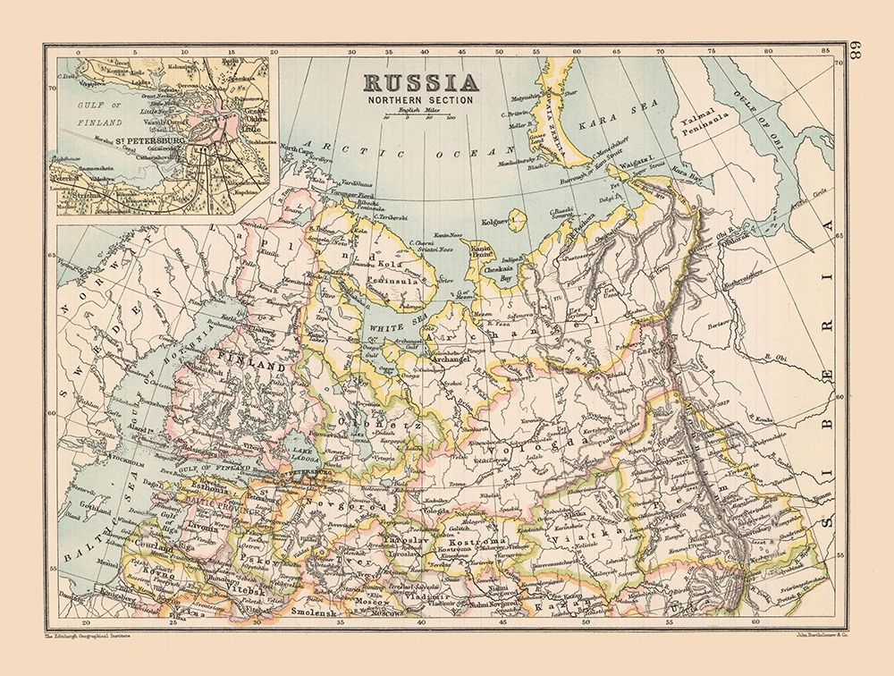 Northwestern Russia - Bartholomew 1892 art print by Bartholomew for $57.95 CAD