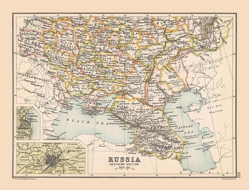 Southwest Russia - Bartholomew 1892 art print by Bartholomew for $57.95 CAD