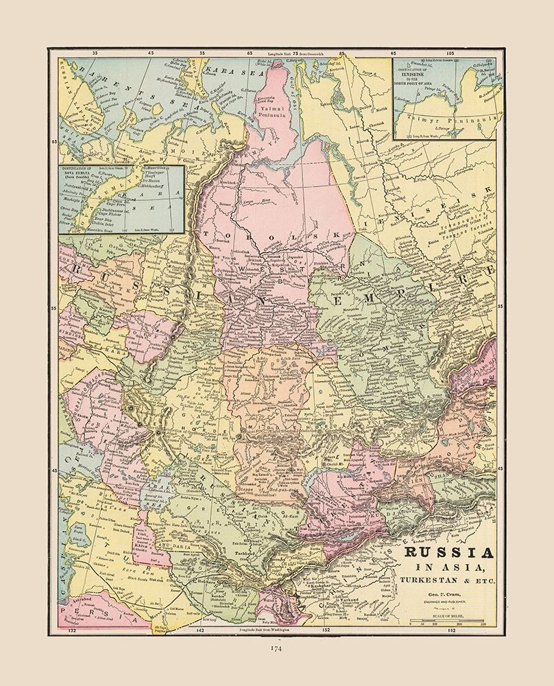 Russian Empire in Asia Russia - Cram 1892 art print by Cram for $57.95 CAD