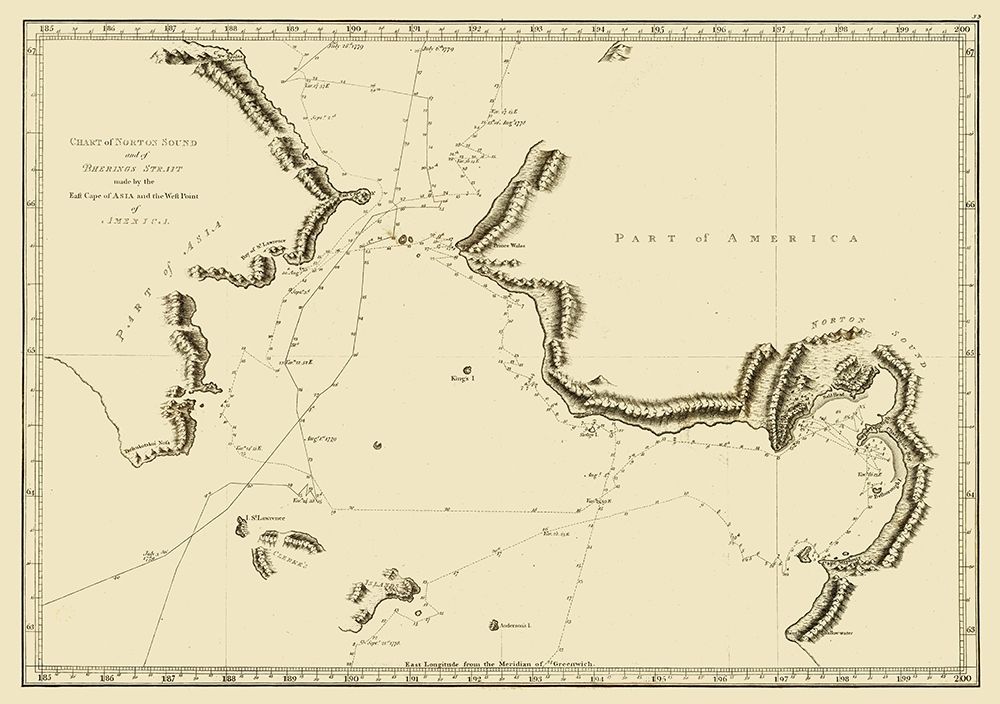 Norton Sound Bherings Strait Asia - Cook 1785 art print by Cook for $57.95 CAD