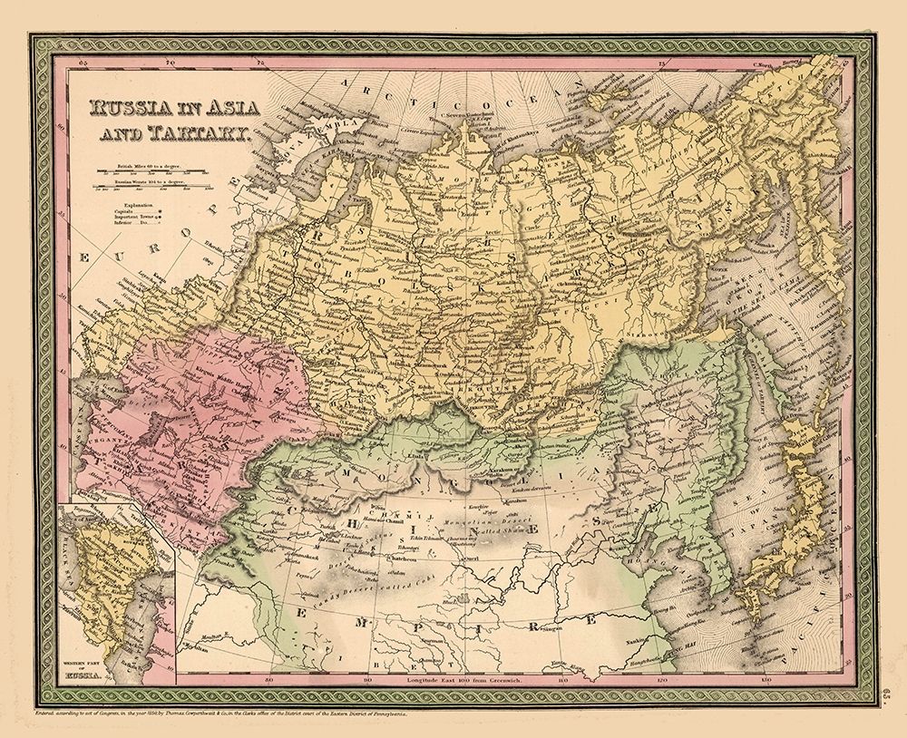 Asia Tartary Russia - Cowperthwait 1850 art print by Cowperthwait for $57.95 CAD