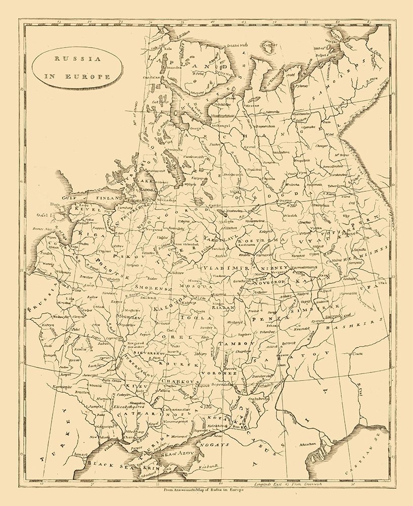 Europe Russia - Arrowsmith 1812 art print by Arrowsmith for $57.95 CAD