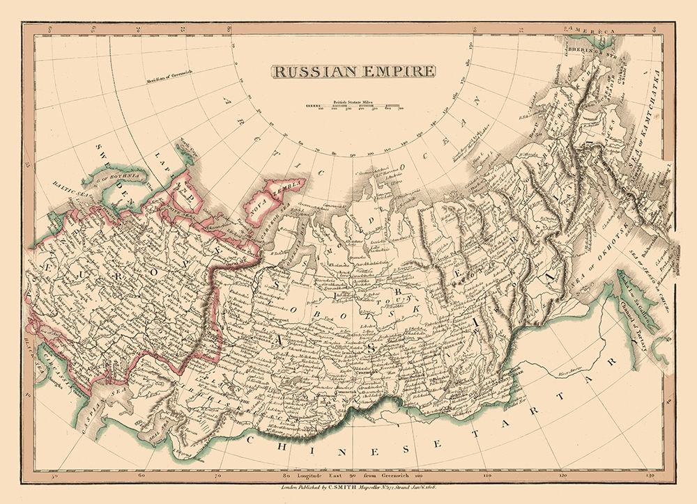 Russian Asia Empire Russia - Smith 1808 art print by Smith for $57.95 CAD