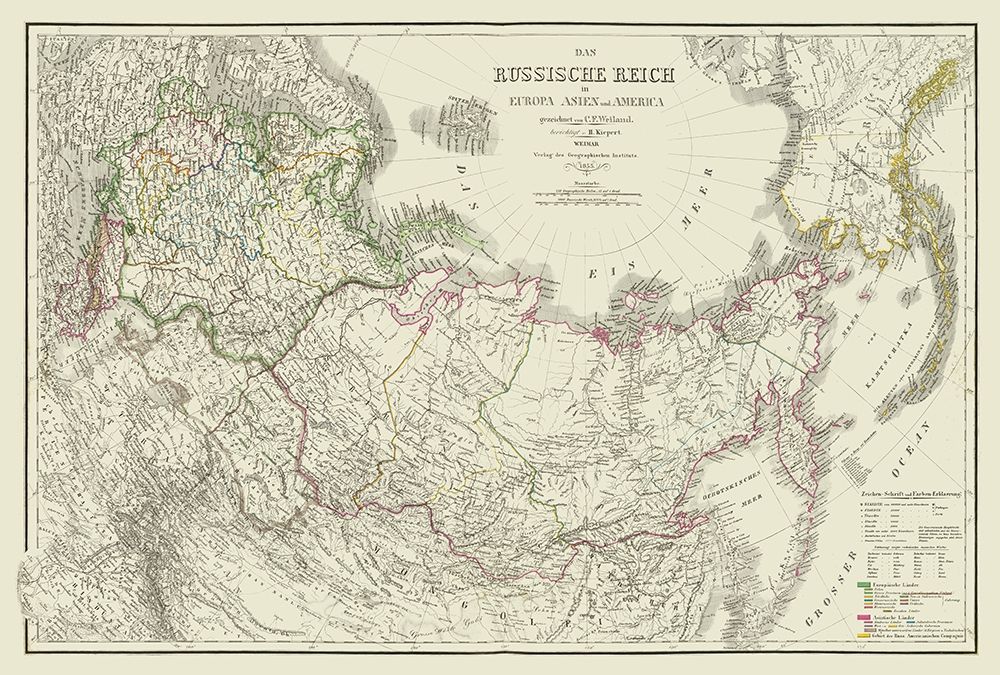 Russian Empire in Europe Asia America Russia art print by Kiepert for $57.95 CAD