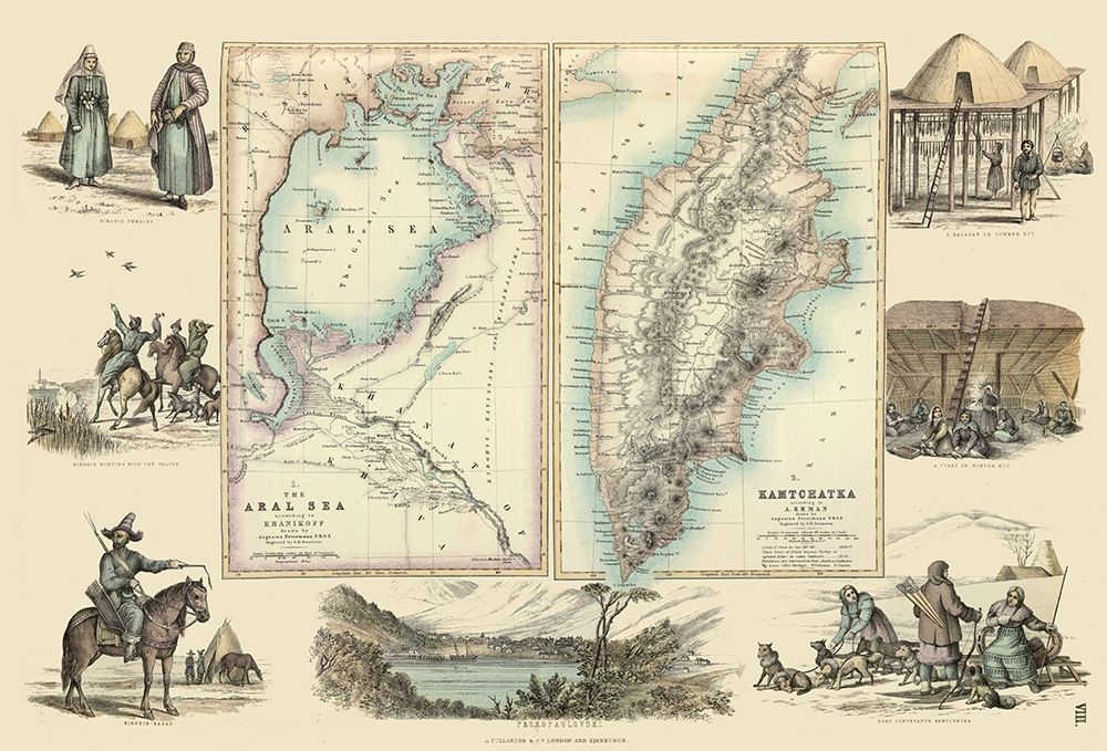 Aral Sea Kamtchatka Russia Asia - Fullarton 1872 art print by Fullarton for $57.95 CAD