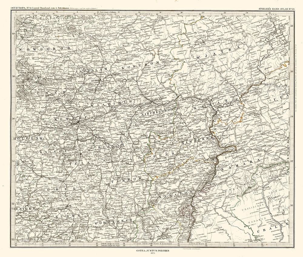 Europe Central Russia - Perthes 1873 art print by Perthes for $57.95 CAD