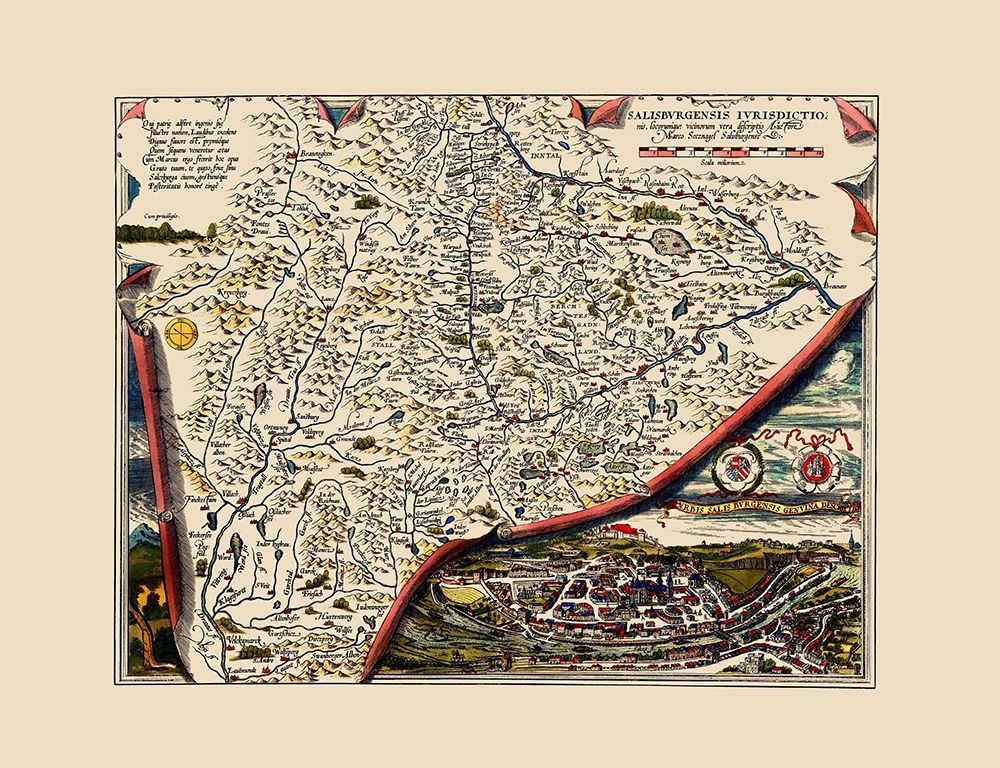 Salzburg Austria - Ortelius 1571 art print by Ortelius for $57.95 CAD