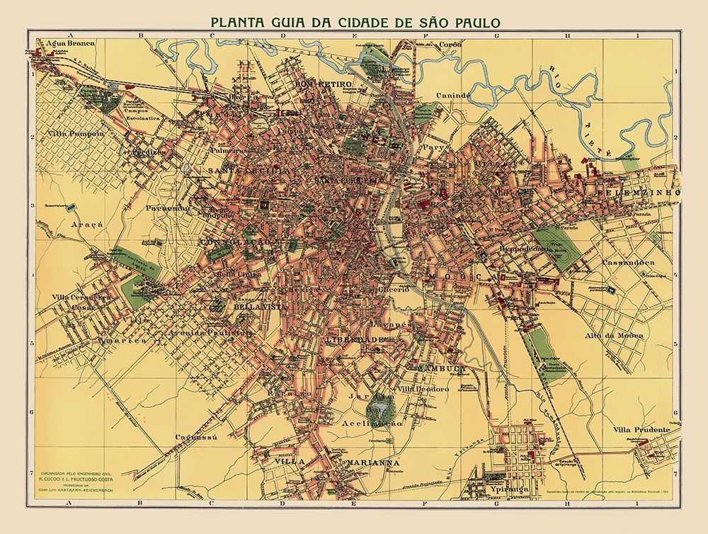 South America Sao Paulo Brazil - Hartmann 1913 art print by Hartmann for $57.95 CAD