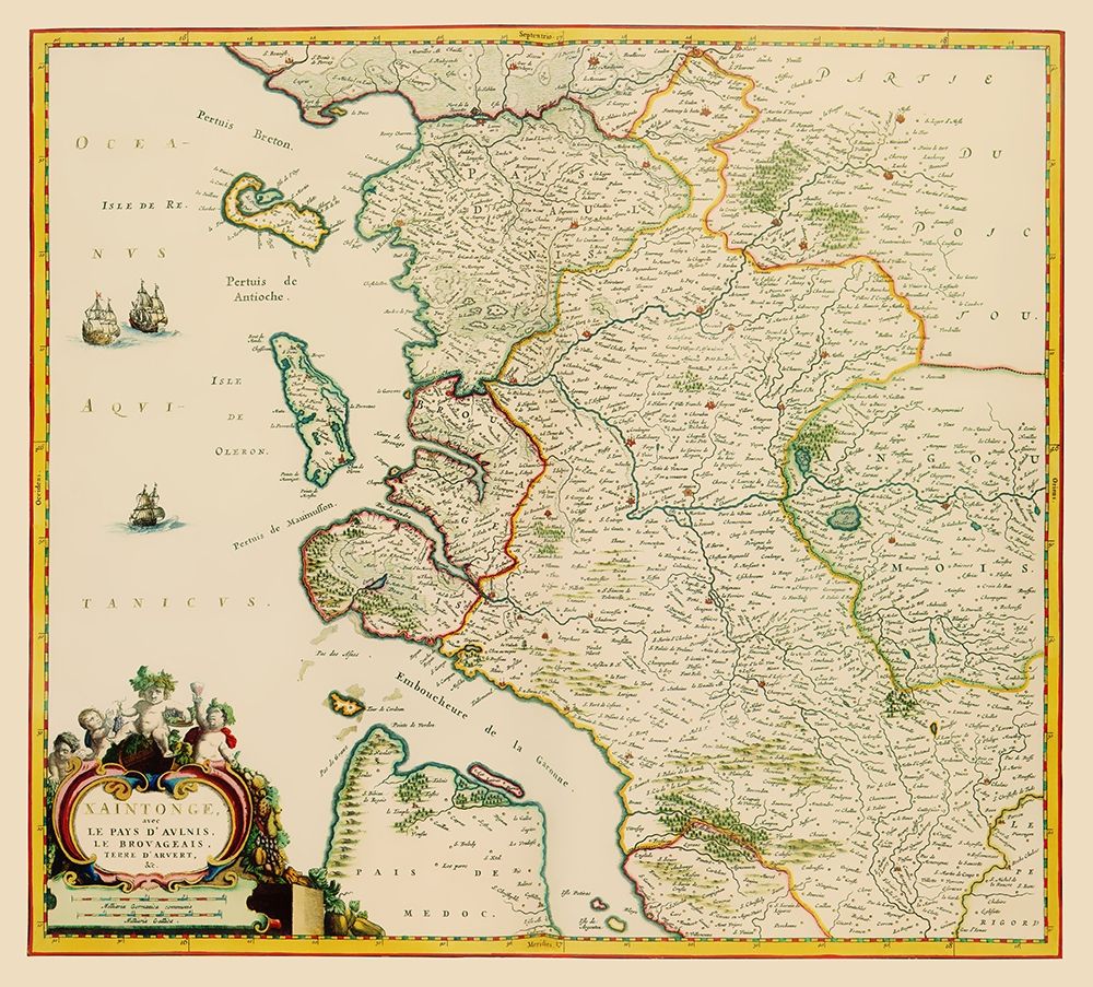 Saintonge Province France - Blaeu 1662 art print by Blaeu for $57.95 CAD