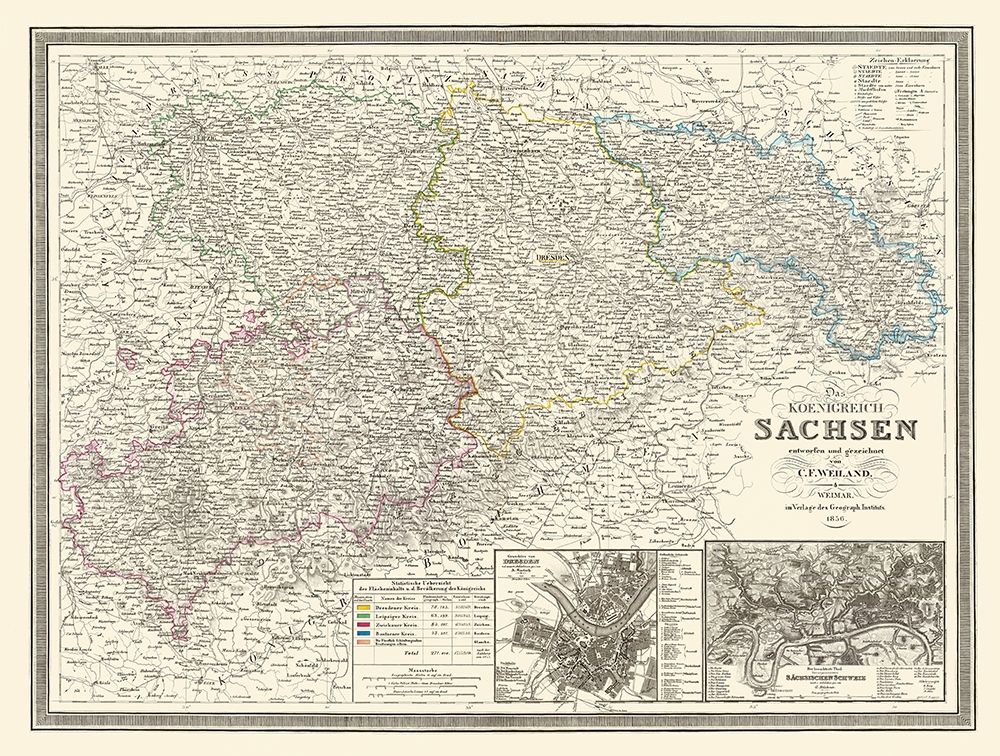 Saxony Province Germany - Weiland 1856 art print by Weiland for $57.95 CAD