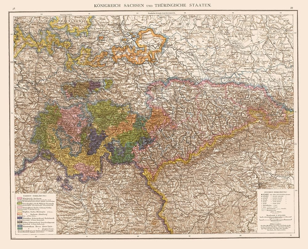 Kingdom Saxony Thuringia Region Germany art print by Velhagen for $57.95 CAD