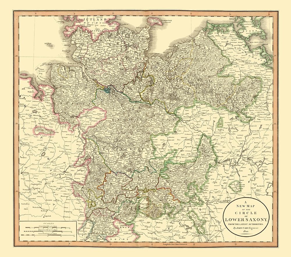 Lower Saxony Germany - Cary 1835 art print by Cary for $57.95 CAD