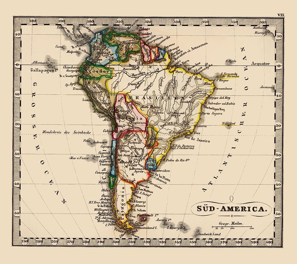 South America - Stieler 1852 art print by Stieler for $57.95 CAD