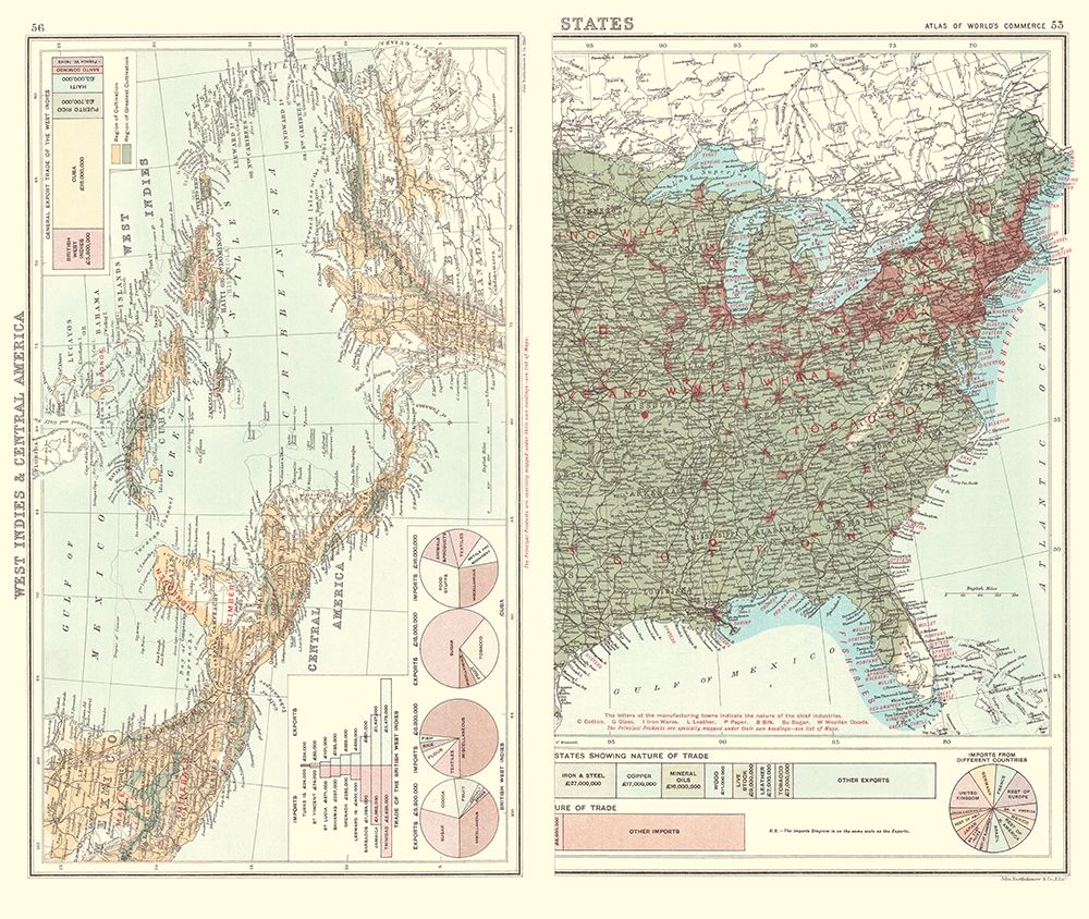 Trade Charts West Indies Central America art print by Bartholomew for $57.95 CAD
