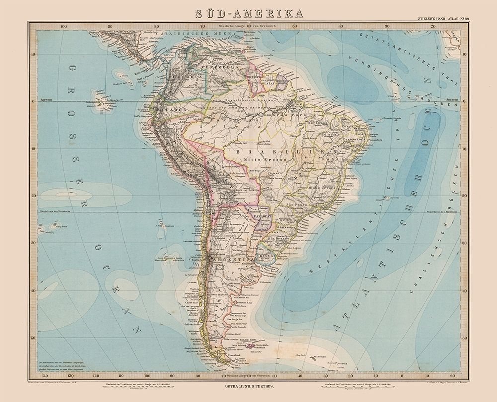 South America - Stieler 1885 art print by Stieler for $57.95 CAD