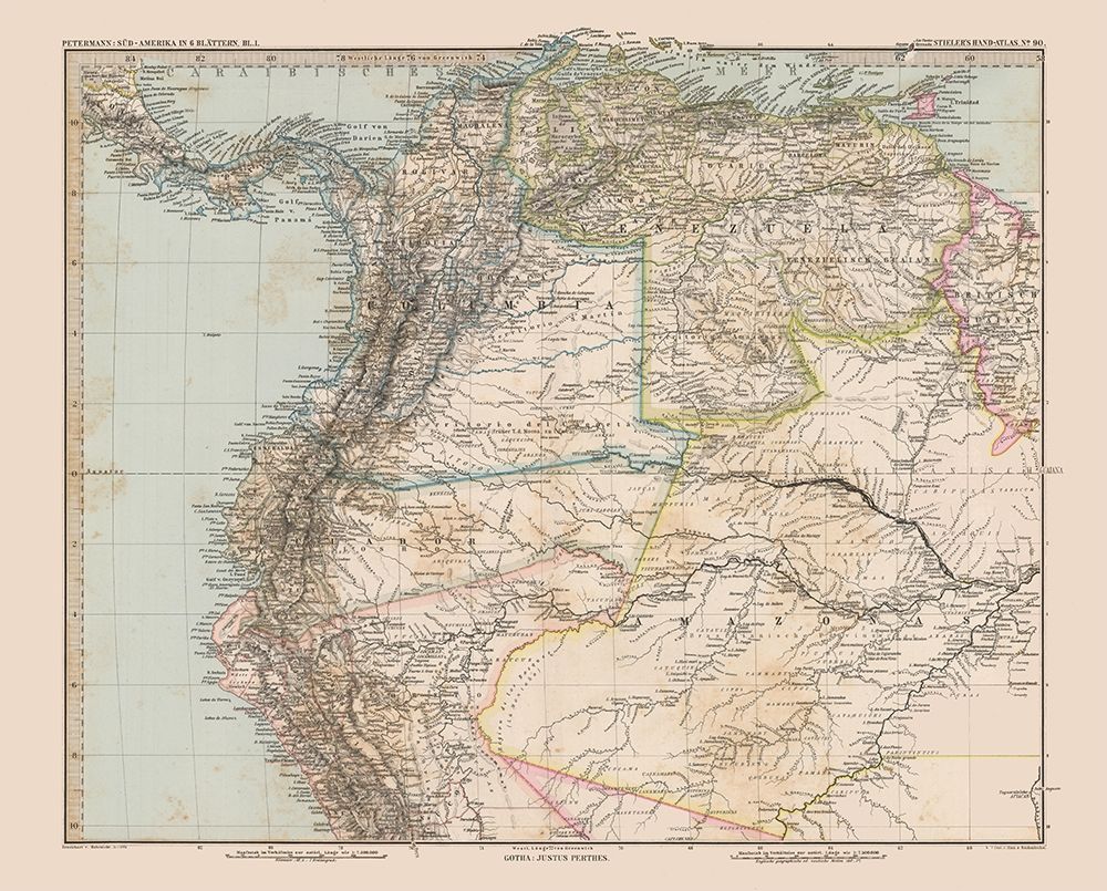 North South America - Stieler 1885 art print by Stieler for $57.95 CAD