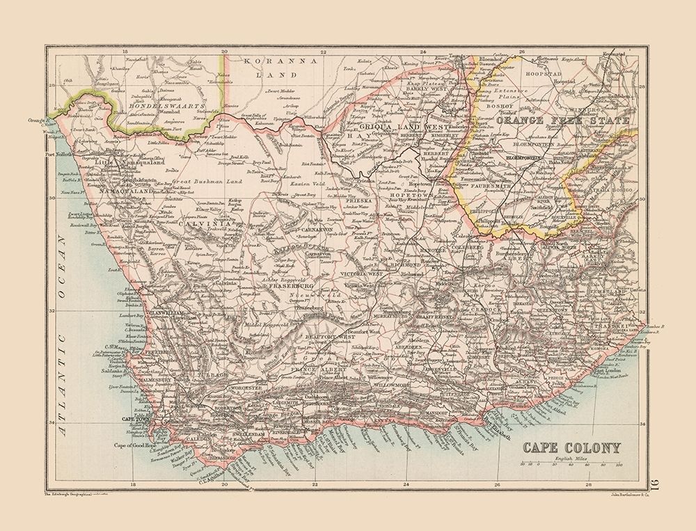 Cape Colony South Africa - Bartholomew 1892 art print by Bartholomew for $57.95 CAD