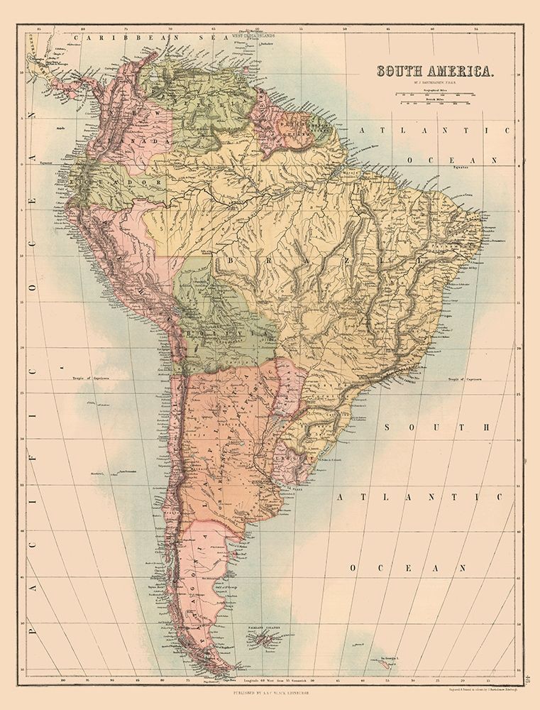 South America - Black 1867 art print by Black for $57.95 CAD