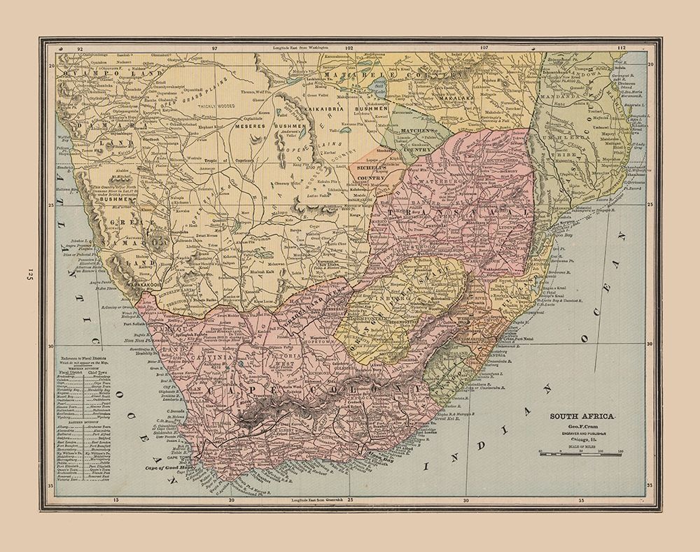South Africa - Cram 1888 art print by Cram for $57.95 CAD
