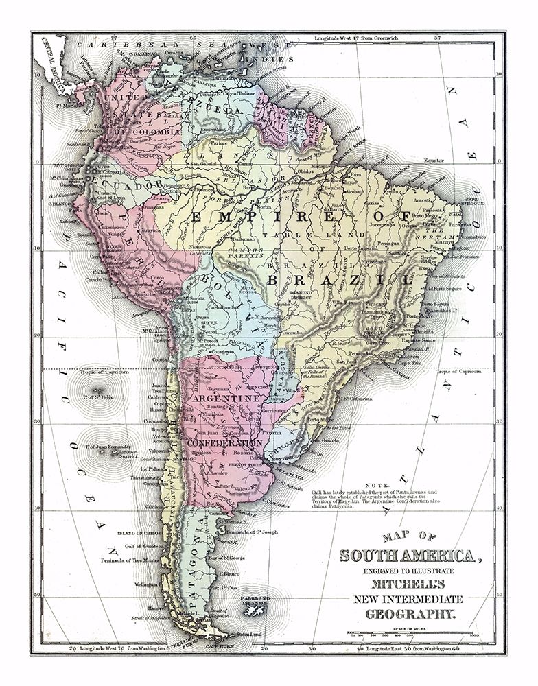 South America - Mitchell 1877 art print by Mitchell for $57.95 CAD