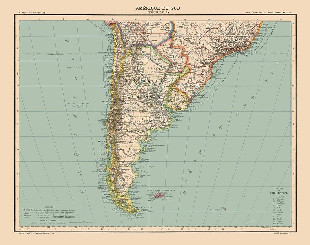 Southern South America - Schrader 1908 art print by Schrader for $57.95 CAD
