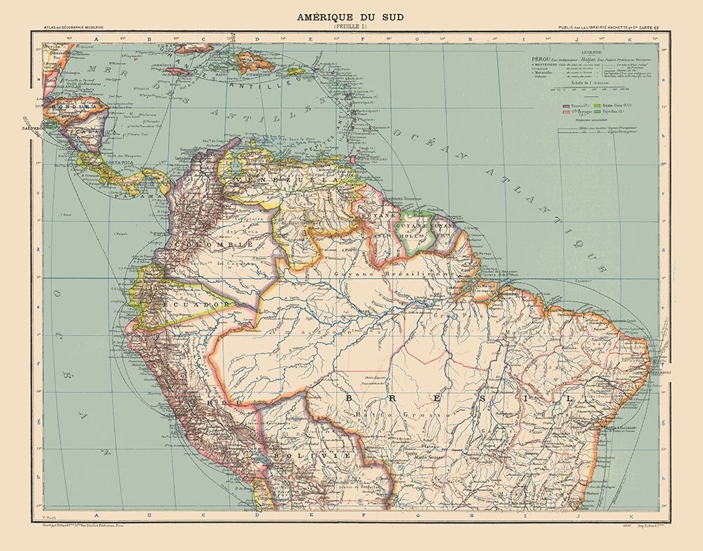 North South America - Schrader 1908 art print by Schrader for $57.95 CAD