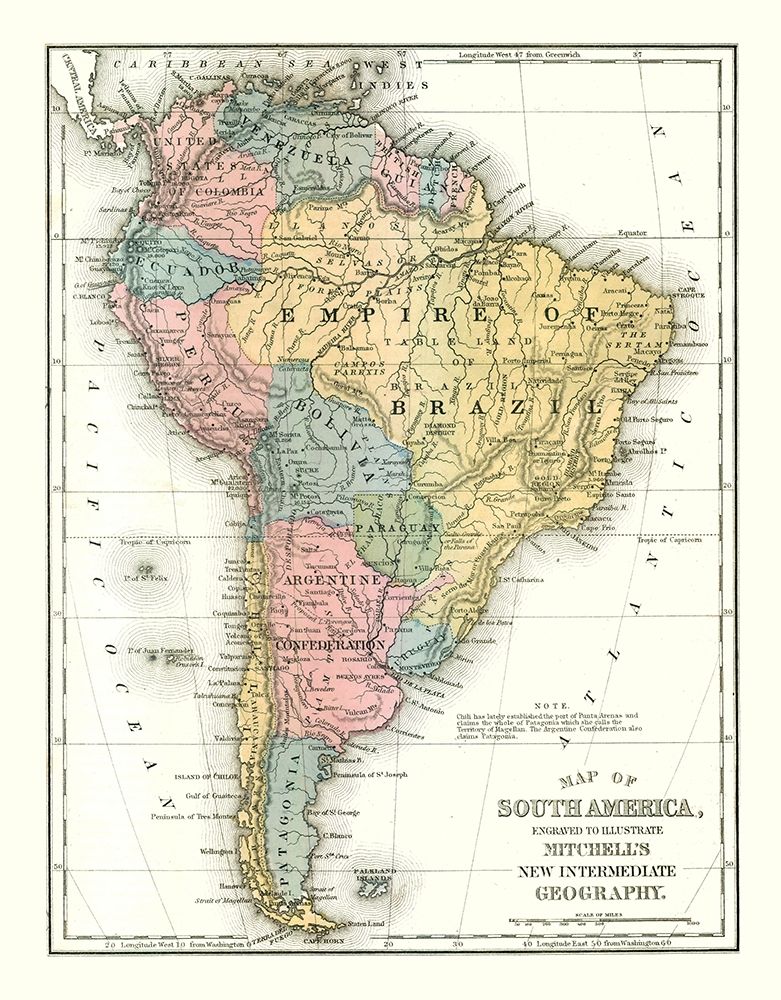 South America - Mitchell 1869 art print by Mitchell for $57.95 CAD
