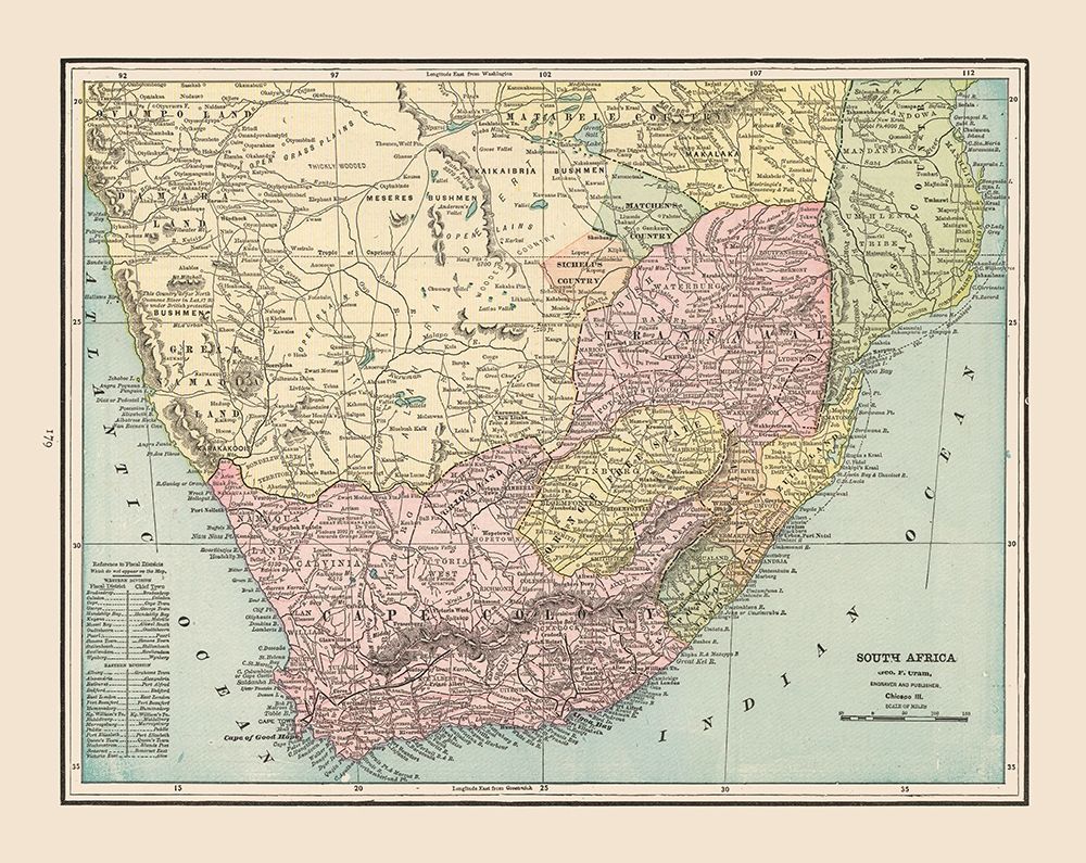 South Africa - Cram 1892 art print by Cram for $57.95 CAD