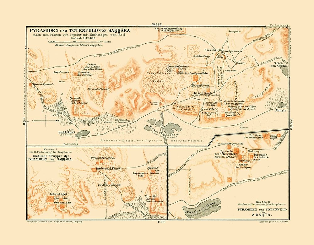 Africa Saqqara Pyramids Egypt - Baedeker 1913 art print by Baedeker for $57.95 CAD