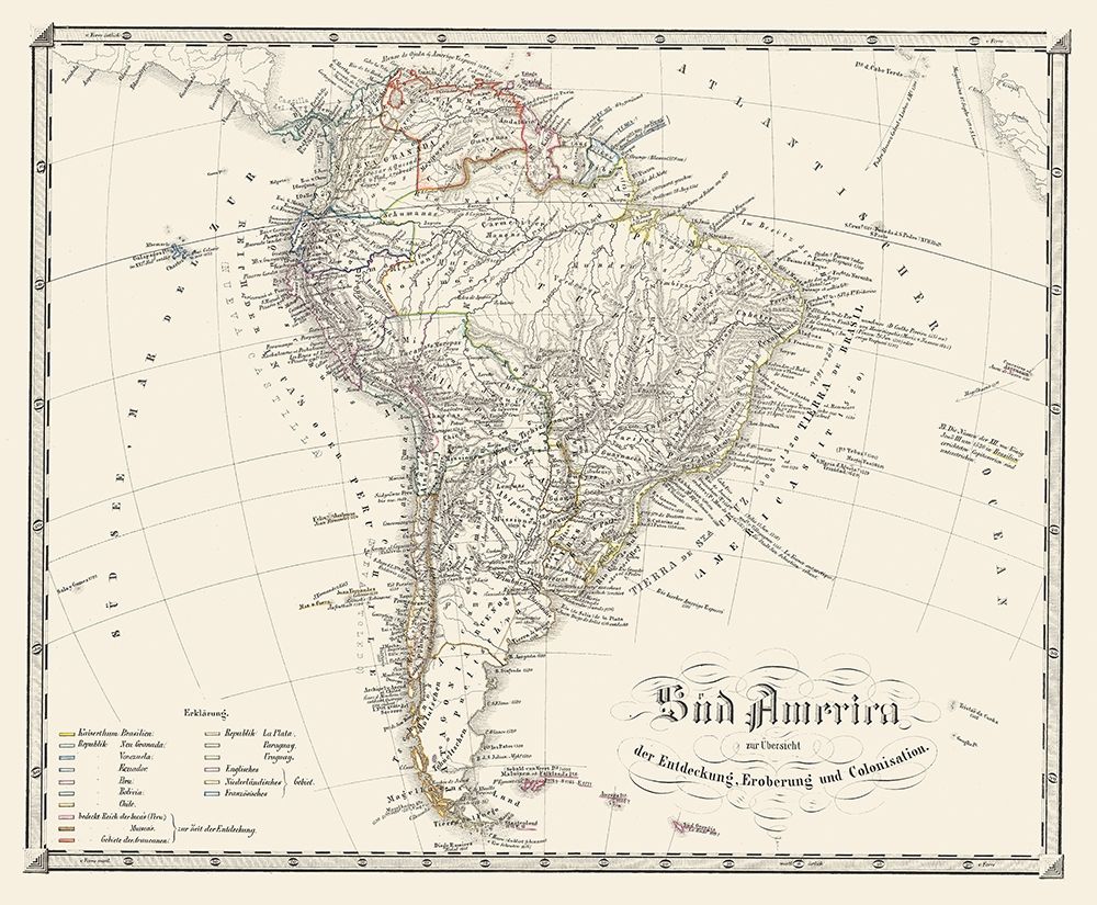 South America - Spruner 1855 art print by Spruner for $57.95 CAD