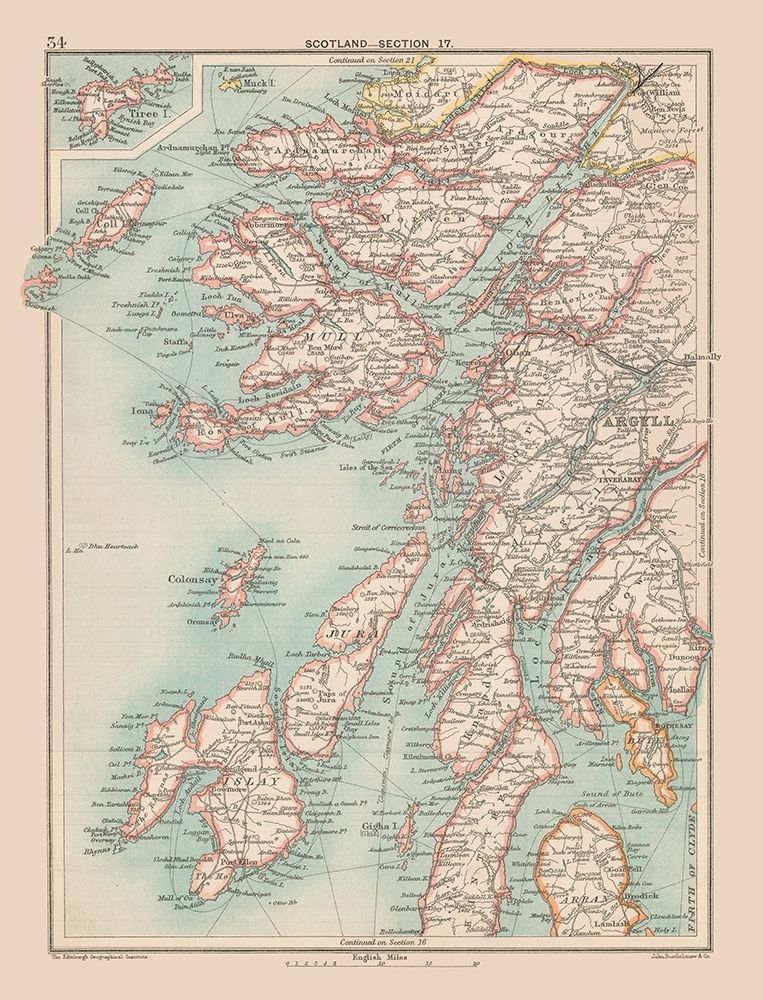Scotland - Bartholomew 1892 art print by Bartholomew for $57.95 CAD