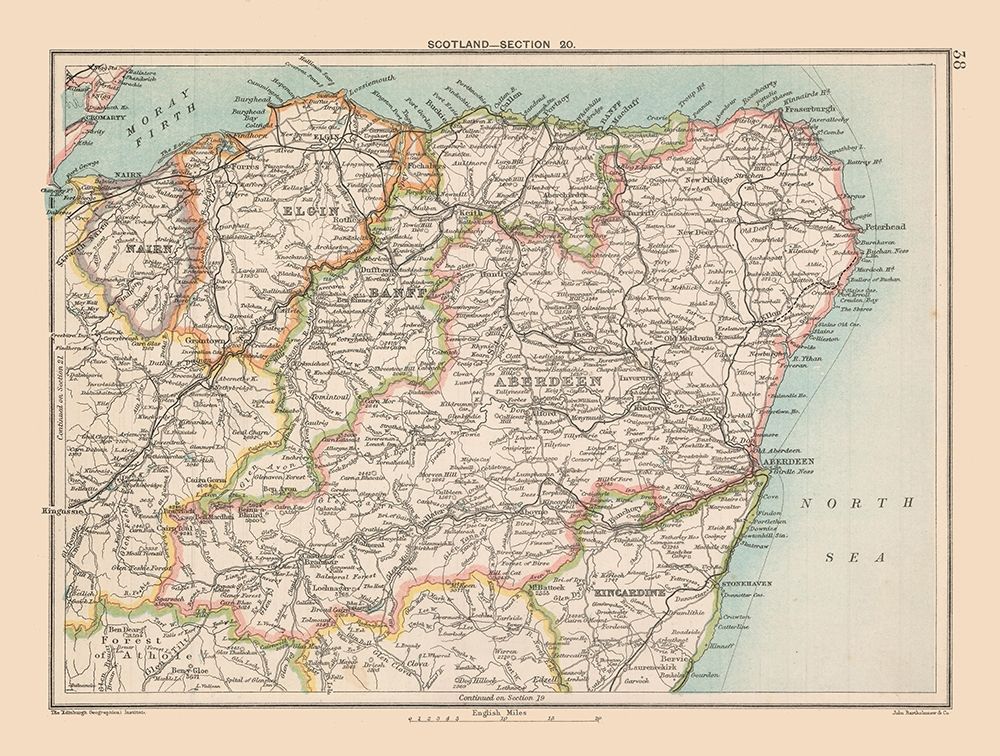 Scotland - Bartholomew 1892 art print by Bartholomew for $57.95 CAD