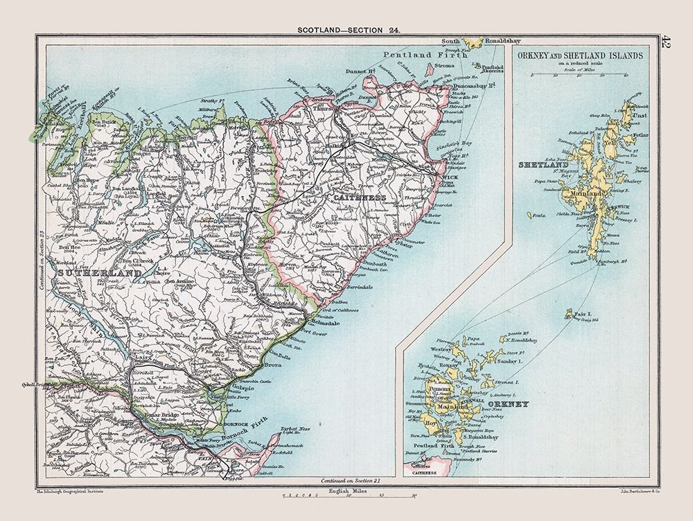 Northern Scotland - Bartholomew 1892 art print by Bartholomew for $57.95 CAD