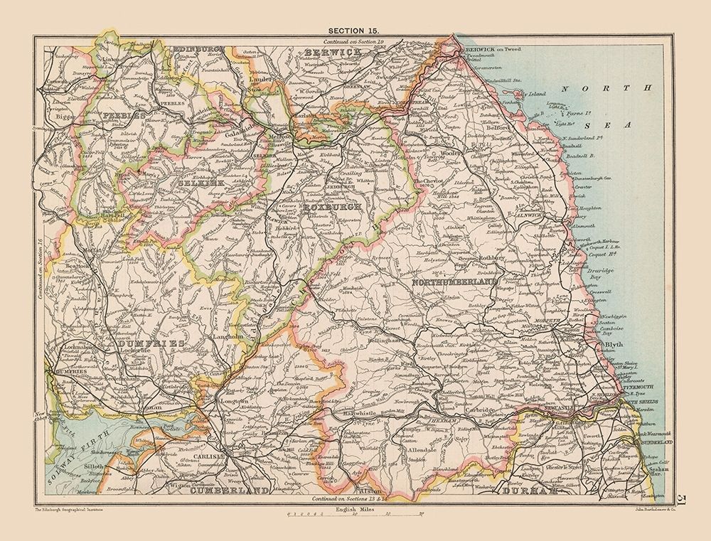 Eastern Scotland Ireland - Bartholomew 1892 art print by Bartholomew for $57.95 CAD