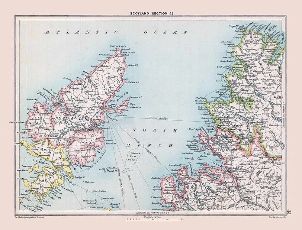 Northwest Scotland - Bartholomew 1892 art print by Bartholomew for $57.95 CAD