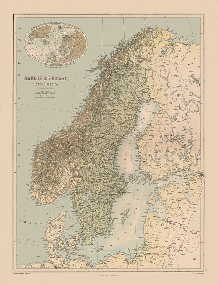 Europe Sweden Norway - Black 1867 art print by Black for $57.95 CAD