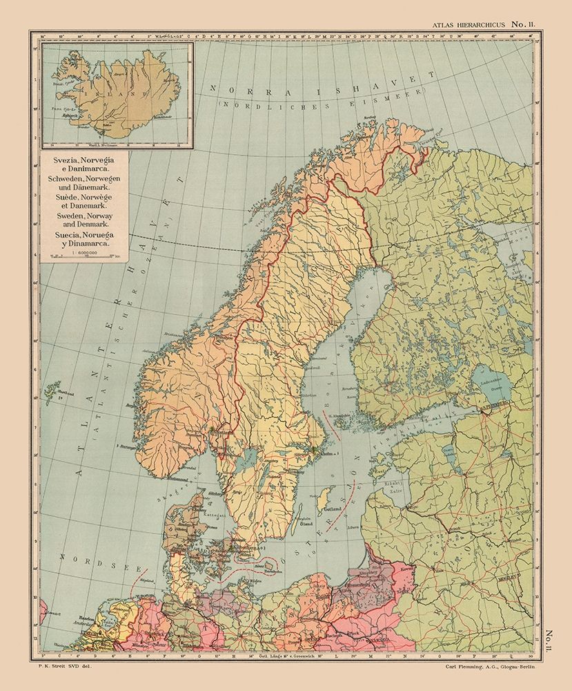 Europe Sweden Norway Denmark - Streit 1913 art print by Streit for $57.95 CAD