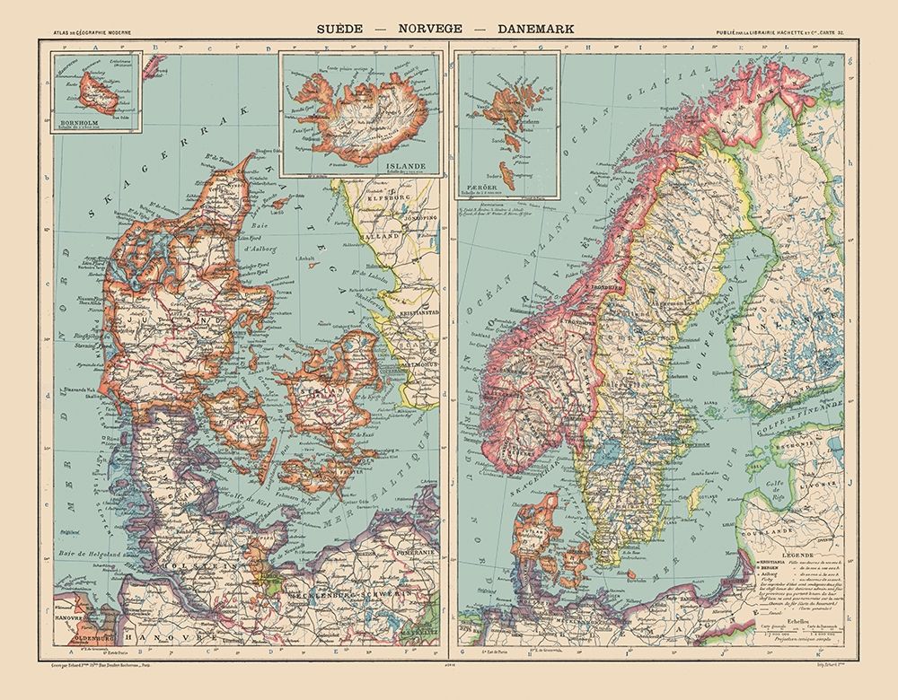 Europe Sweden Norway Denmark - Schrader 1908 art print by Schrader for $57.95 CAD