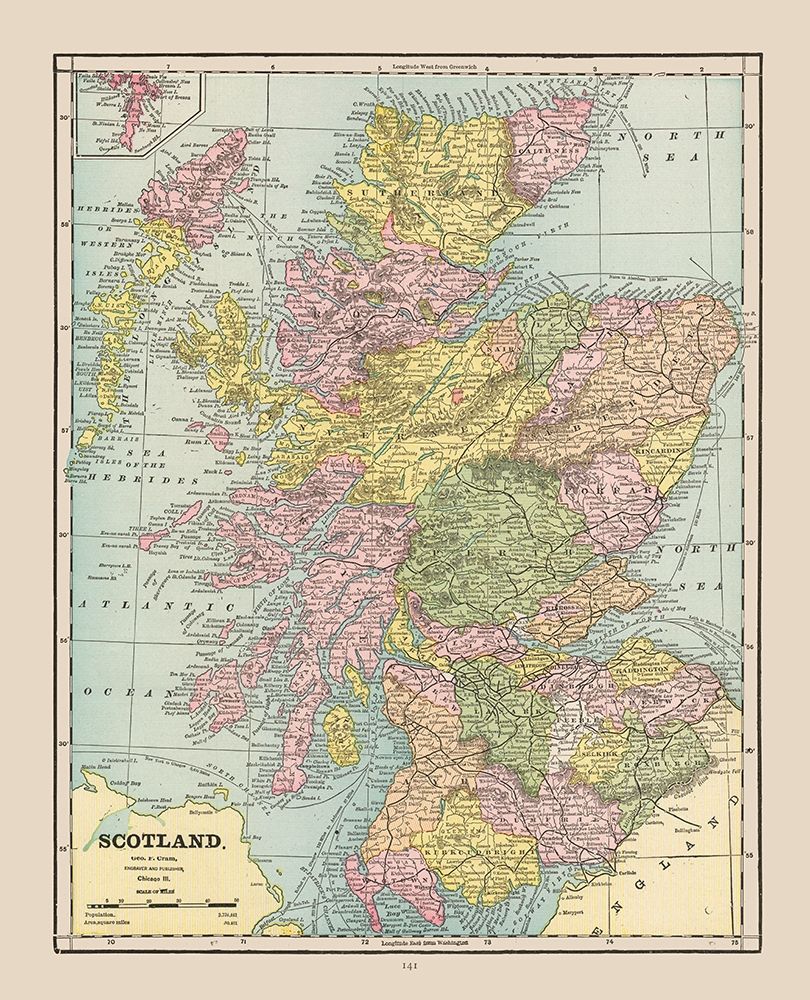 Scotland - Cram 1892 art print by Cram for $57.95 CAD