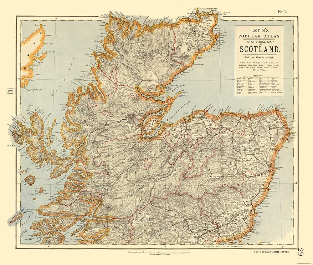 Northern Scotland - Statistical - Letts 1883 art print by Letts for $57.95 CAD