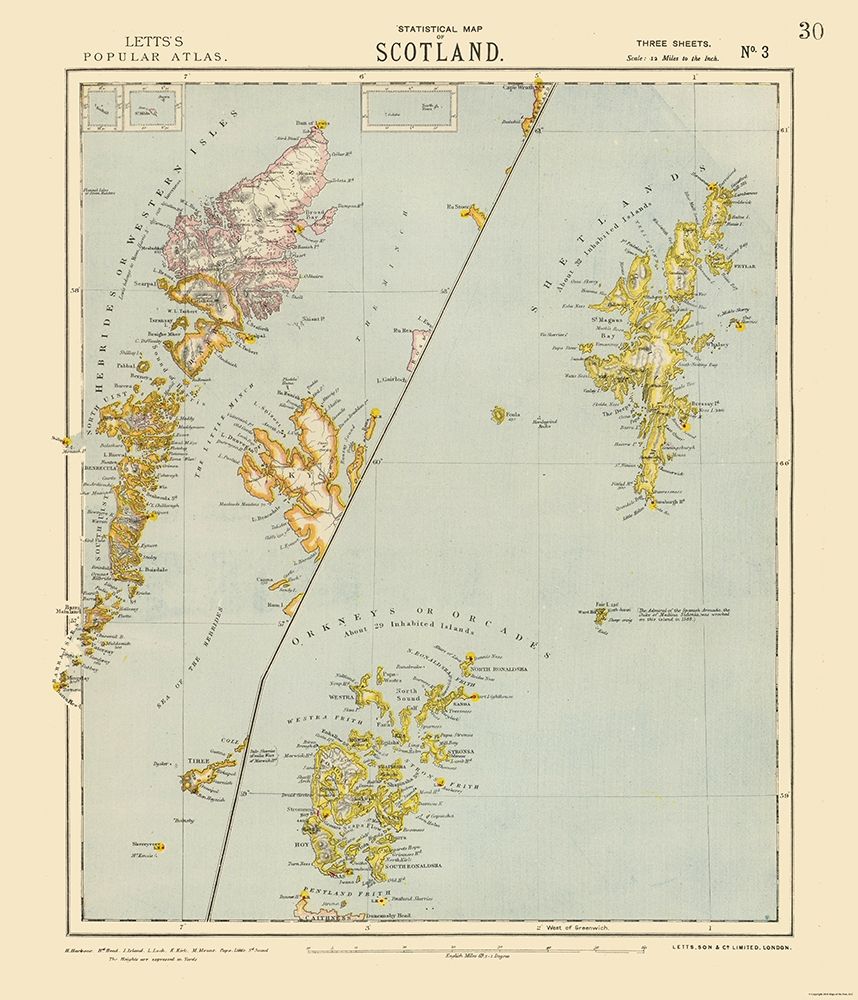 Scotland - Islands - Letts 1883 art print by Letts for $57.95 CAD