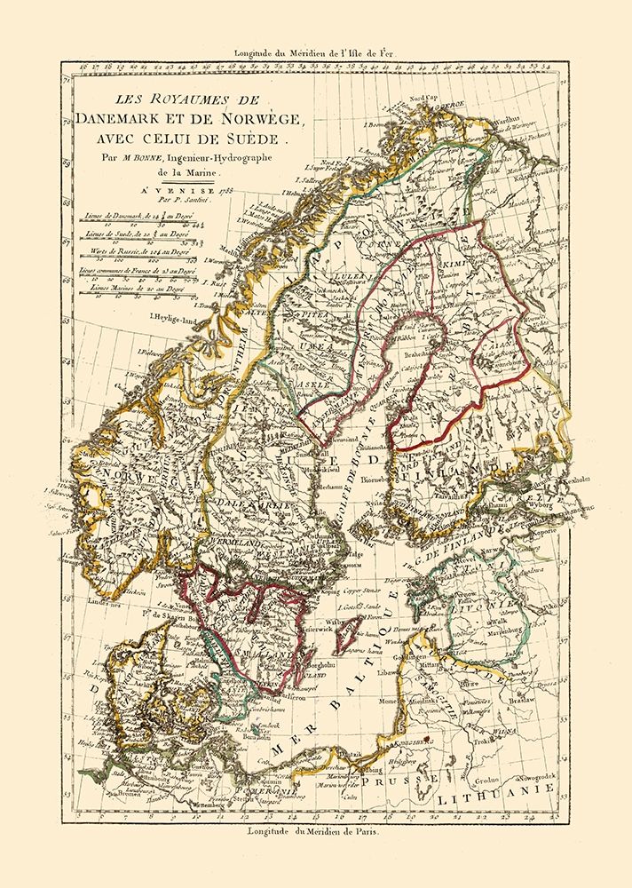 Denmark - Norway - Sweden - Santini 1794 art print by Santini for $57.95 CAD