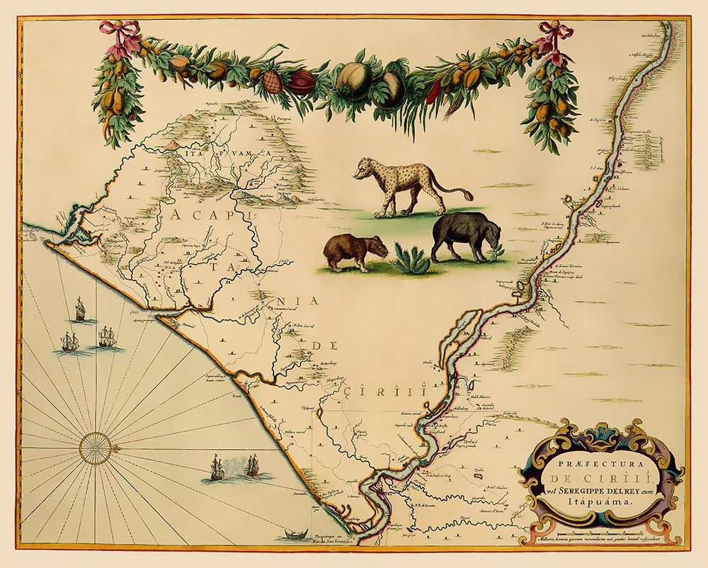 Sergipe Brazil South America - Blaeu 1662 art print by Blaeu for $57.95 CAD