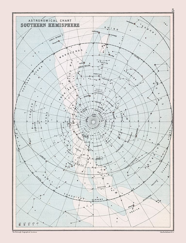 Southern Hemisphere - Bartholomew 1892 art print by Bartholomew for $57.95 CAD