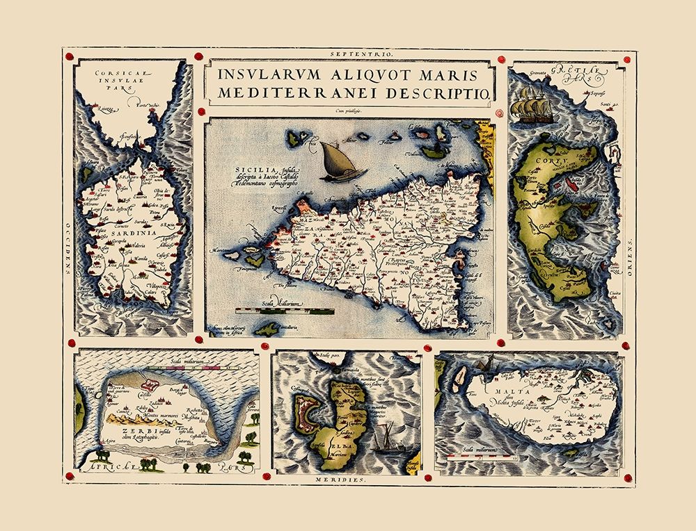 Mediterranean - Ortelius 1587 art print by Ortelius for $57.95 CAD