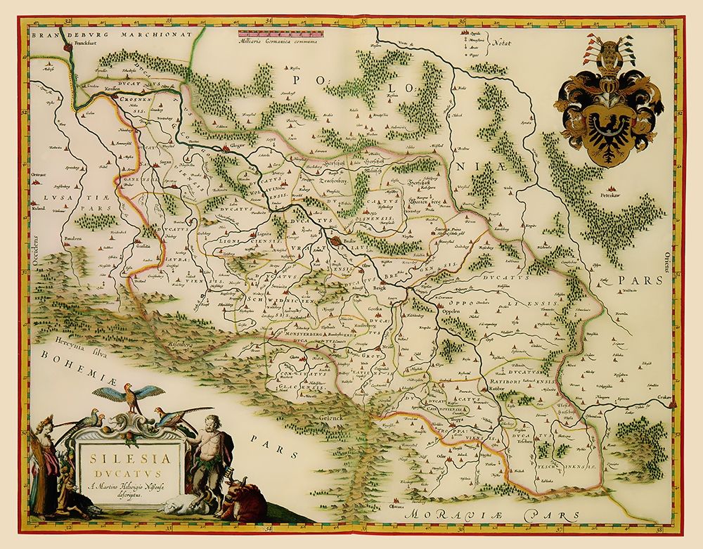Eastern Europe Silesia Region Poland - Blaeu 1635 art print by Blaeu for $57.95 CAD