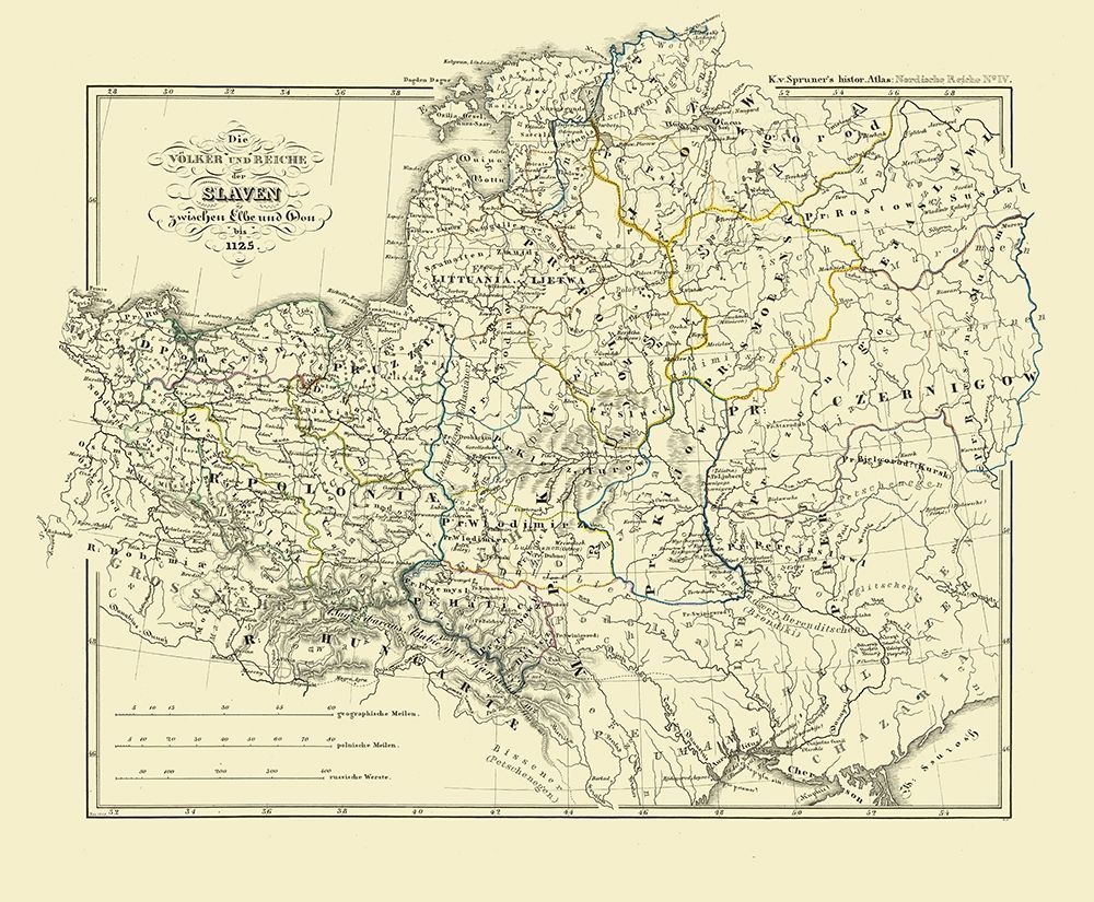 Europe Slavic People Empire 1125 - Spruner 1854 art print by Spruner for $57.95 CAD