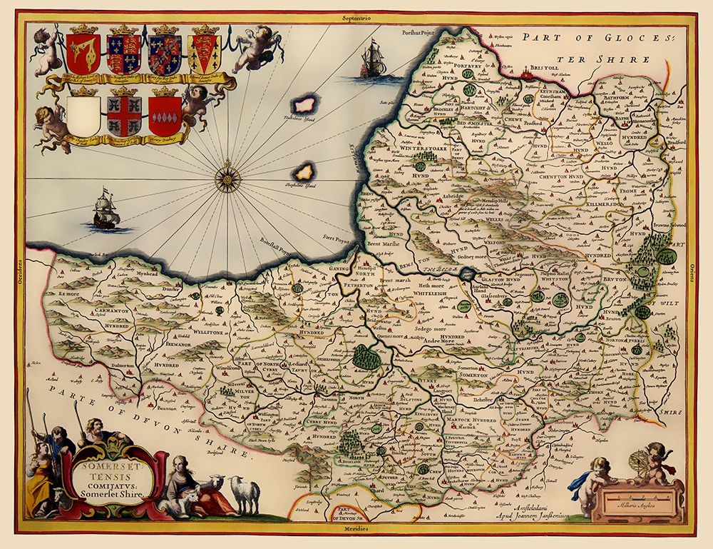 Somerset County England - Jansson 1646 art print by Jansson for $57.95 CAD