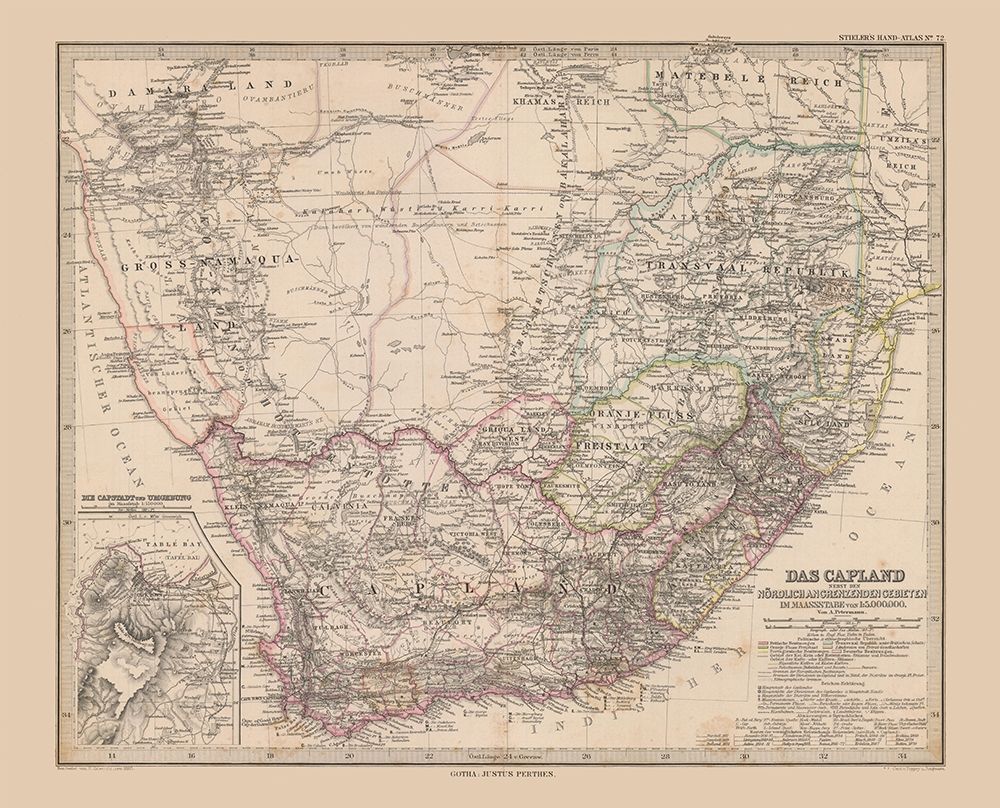 South Africa - Stieler 1885 art print by Stieler for $57.95 CAD